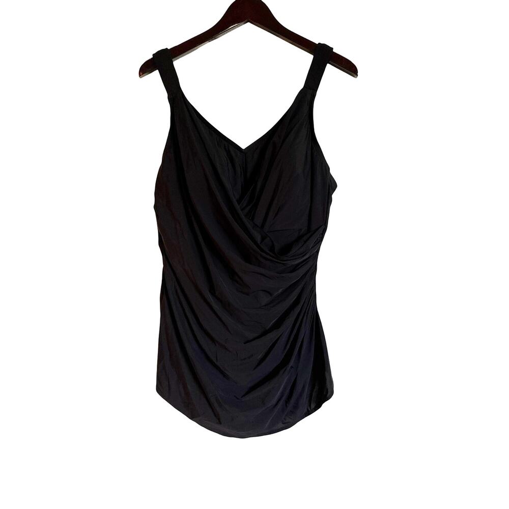 Lands‎ End Sz 20W/L Slender Suit Tummy Control Skirted One Piece Swimsuit